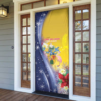 Turks And Caicos Islands Christmas Door Cover Coquette Bow With Coat Of Arms - Wonder Print Shop