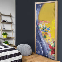 Turks And Caicos Islands Christmas Door Cover Coquette Bow With Coat Of Arms - Wonder Print Shop