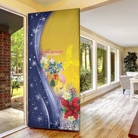 Turks And Caicos Islands Christmas Door Cover Coquette Bow With Coat Of Arms - Wonder Print Shop
