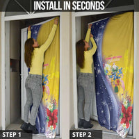 Turks And Caicos Islands Christmas Door Cover Coquette Bow With Coat Of Arms - Wonder Print Shop