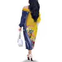Turks And Caicos Islands Christmas Family Matching Off The Shoulder Long Sleeve Dress and Hawaiian Shirt Coquette Bow With Coat Of Arms - Wonder Print Shop