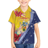 Turks And Caicos Islands Christmas Family Matching Off The Shoulder Long Sleeve Dress and Hawaiian Shirt Coquette Bow With Coat Of Arms - Wonder Print Shop