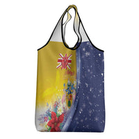 Turks And Caicos Islands Christmas Grocery Bag Coquette Bow With Coat Of Arms - Wonder Print Shop