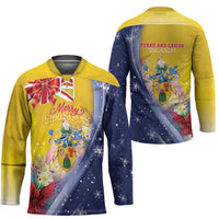 Turks And Caicos Islands Christmas Hockey Jersey Coquette Bow With Coat Of Arms - Wonder Print Shop