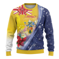 Turks And Caicos Islands Christmas Ugly Christmas Sweater Coquette Bow With Coat Of Arms - Wonder Print Shop