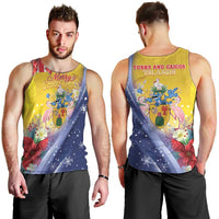 Turks And Caicos Islands Christmas Men Tank Top Coquette Bow With Coat Of Arms - Wonder Print Shop