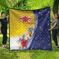 Turks And Caicos Islands Christmas Quilt Coquette Bow With Coat Of Arms - Wonder Print Shop