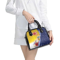 Turks And Caicos Islands Christmas Shoulder Handbag Coquette Bow With Coat Of Arms - Wonder Print Shop