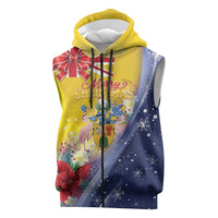 Turks And Caicos Islands Christmas Sleeveless Zip Hoodie Coquette Bow With Coat Of Arms - Wonder Print Shop