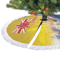 Turks And Caicos Islands Christmas Tree Skirt Coquette Bow With Coat Of Arms - Wonder Print Shop
