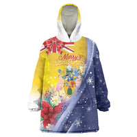 Turks And Caicos Islands Christmas Wearable Blanket Hoodie Coquette Bow With Coat Of Arms - Wonder Print Shop