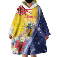 Turks And Caicos Islands Christmas Wearable Blanket Hoodie Coquette Bow With Coat Of Arms - Wonder Print Shop