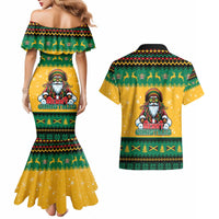 Jamaica Christmas Couples Matching Mermaid Dress and Hawaiian Shirt Have Ah Irie Irie Christmas - Wonder Print Shop