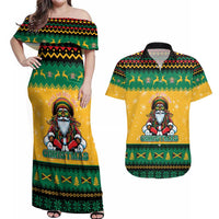 Jamaica Christmas Couples Matching Off Shoulder Maxi Dress and Hawaiian Shirt Have Ah Irie Irie Christmas - Wonder Print Shop