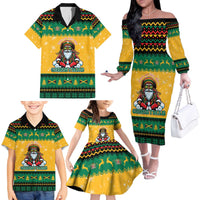 Jamaica Christmas Family Matching Off The Shoulder Long Sleeve Dress and Hawaiian Shirt Have Ah Irie Irie Christmas - Wonder Print Shop