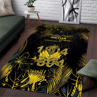 Haiti 1804 Area Rug Gold Tropical Leaves And Coat Of Arms - Wonder Print Shop