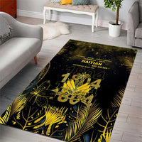 Haiti 1804 Area Rug Gold Tropical Leaves And Coat Of Arms - Wonder Print Shop