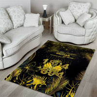 Haiti 1804 Area Rug Gold Tropical Leaves And Coat Of Arms - Wonder Print Shop