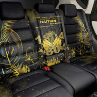 Haiti 1804 Back Car Seat Cover Gold Tropical Leaves And Coat Of Arms - Wonder Print Shop