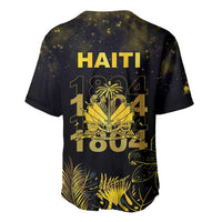 Haiti 1804 Baseball Jersey Gold Tropical Leaves And Coat Of Arms - Wonder Print Shop