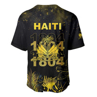 Haiti 1804 Baseball Jersey Gold Tropical Leaves And Coat Of Arms - Wonder Print Shop