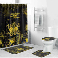 Haiti 1804 Bathroom Set Gold Tropical Leaves And Coat Of Arms - Wonder Print Shop