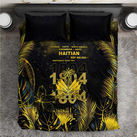 Haiti 1804 Bedding Set Gold Tropical Leaves And Coat Of Arms - Wonder Print Shop