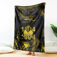 Haiti 1804 Blanket Gold Tropical Leaves And Coat Of Arms - Wonder Print Shop