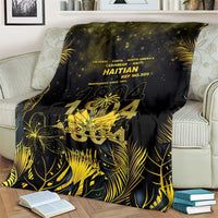 Haiti 1804 Blanket Gold Tropical Leaves And Coat Of Arms - Wonder Print Shop