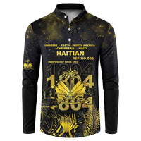 Haiti 1804 Button Sweatshirt Gold Tropical Leaves And Coat Of Arms - Wonder Print Shop