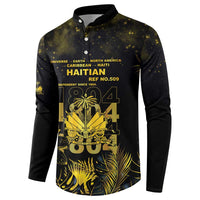 Haiti 1804 Button Sweatshirt Gold Tropical Leaves And Coat Of Arms - Wonder Print Shop