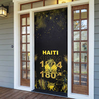 Haiti 1804 Door Cover Gold Tropical Leaves And Coat Of Arms - Wonder Print Shop