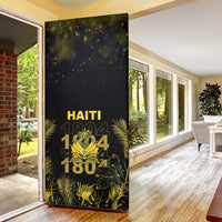 Haiti 1804 Door Cover Gold Tropical Leaves And Coat Of Arms - Wonder Print Shop