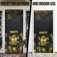 Haiti 1804 Door Cover Gold Tropical Leaves And Coat Of Arms - Wonder Print Shop
