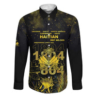 Haiti 1804 Family Matching Summer Maxi Dress and Hawaiian Shirt Gold Tropical Leaves And Coat Of Arms - Wonder Print Shop