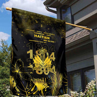 Haiti 1804 Garden Flag Gold Tropical Leaves And Coat Of Arms - Wonder Print Shop