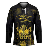 Haiti 1804 Hockey Jersey Gold Tropical Leaves And Coat Of Arms - Wonder Print Shop