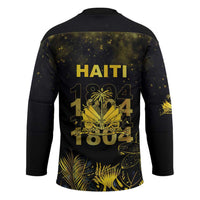 Haiti 1804 Hockey Jersey Gold Tropical Leaves And Coat Of Arms - Wonder Print Shop