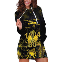 Haiti 1804 Hoodie Dress Gold Tropical Leaves And Coat Of Arms - Wonder Print Shop