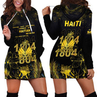 Haiti 1804 Hoodie Dress Gold Tropical Leaves And Coat Of Arms - Wonder Print Shop