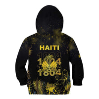 Haiti 1804 Kid Hoodie Gold Tropical Leaves And Coat Of Arms - Wonder Print Shop