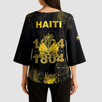Haiti 1804 Kimono Sleeve Blouse Gold Tropical Leaves And Coat Of Arms - Wonder Print Shop