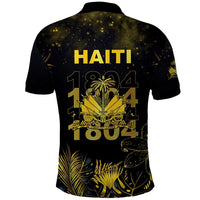Haiti 1804 Polo Shirt Gold Tropical Leaves And Coat Of Arms - Wonder Print Shop