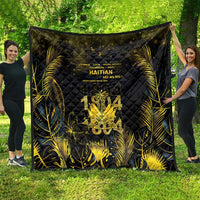 Haiti 1804 Quilt Gold Tropical Leaves And Coat Of Arms - Wonder Print Shop