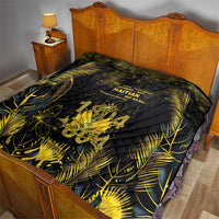 Haiti 1804 Quilt Gold Tropical Leaves And Coat Of Arms - Wonder Print Shop