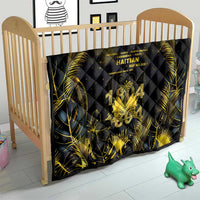 Haiti 1804 Quilt Gold Tropical Leaves And Coat Of Arms - Wonder Print Shop