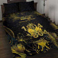 Haiti 1804 Quilt Bed Set Gold Tropical Leaves And Coat Of Arms - Wonder Print Shop