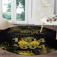Haiti 1804 Round Carpet Gold Tropical Leaves And Coat Of Arms - Wonder Print Shop
