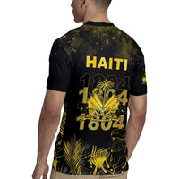 Haiti 1804 Rugby Jersey Gold Tropical Leaves And Coat Of Arms - Wonder Print Shop
