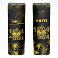 Haiti 1804 Skinny Tumbler Gold Tropical Leaves And Coat Of Arms - Wonder Print Shop